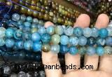 CAA3052 15 inches 10mm faceted round fire crackle agate beads wholesale