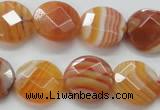 CAA306 15.5 inches 18mm faceted coin red line agate beads