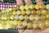 CAA3067 15 inches 10mm faceted round fire crackle agate beads wholesale