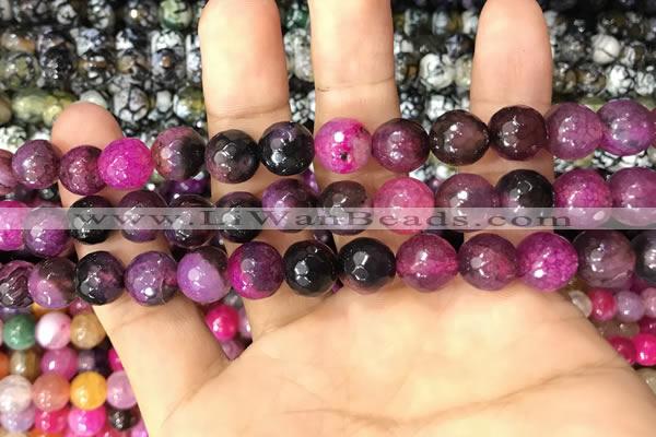 CAA3069 15 inches 10mm faceted round fire crackle agate beads wholesale