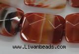 CAA308 15.5 inches 22*30mm faceted rectangle red line agate beads