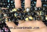 CAA3089 15 inches 10mm faceted round fire crackle agate beads wholesale