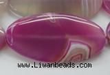 CAA313 15.5 inches 30*60mm oval fuchsia line agate beads