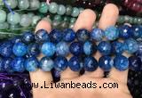 CAA3133 15 inches 12mm faceted round fire crackle agate beads wholesale