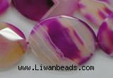 CAA315 15.5 inches 20*26mm faceted oval fuchsia line agate beads