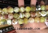 CAA3181 15 inches 14mm faceted round fire crackle agate beads wholesale