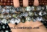 CAA3188 15 inches 14mm faceted round fire crackle agate beads wholesale