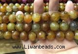 CAA3196 15 inches 14mm faceted round fire crackle agate beads wholesale