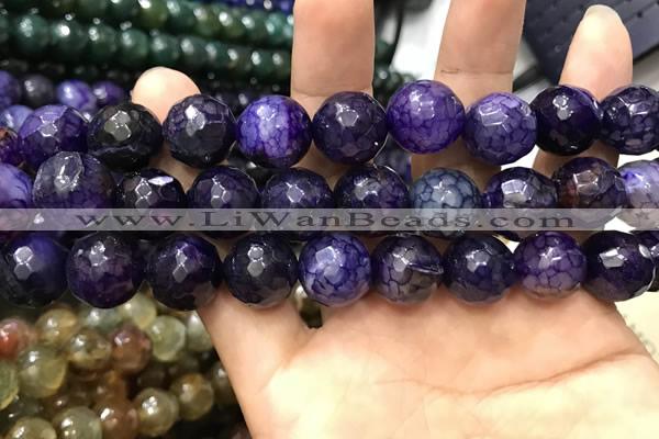 CAA3202 15 inches 14mm faceted round fire crackle agate beads wholesale