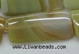 CAA323 15.5 inches 24*50mm rectangle yellow line agate beads