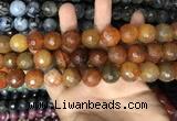 CAA3238 15 inches 16mm faceted round fire crackle agate beads wholesale