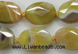 CAA324 15.5 inches 18*25mm faceted oval yellow line agate beads