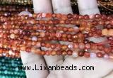 CAA3252 15 inches 4mm faceted round line agate beads wholesale