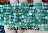 CAA3255 15 inches 4mm faceted round line agate beads wholesale