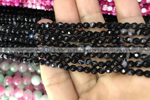 CAA3257 15 inches 4mm faceted round line agate beads wholesale