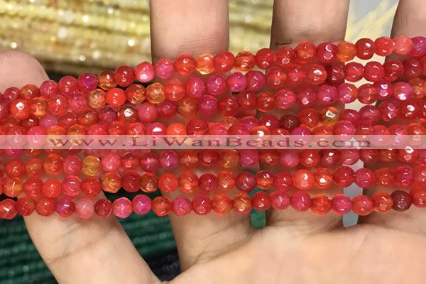 CAA3266 15 inches 4mm faceted round agate beads wholesale