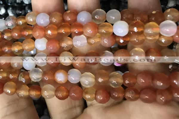 CAA3310 15 inches 6mm faceted round agate beads wholesale