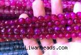 CAA3334 15 inches 8mm faceted round agate beads wholesale