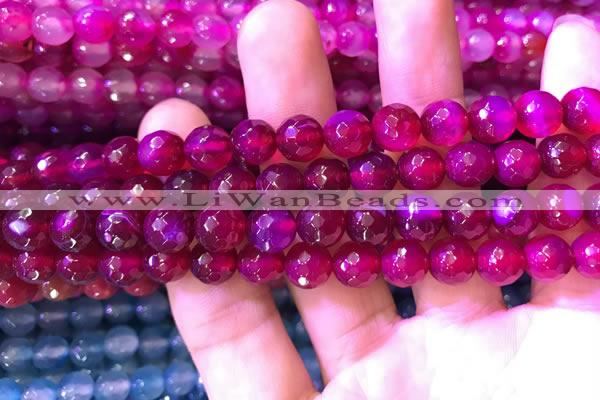 CAA3334 15 inches 8mm faceted round agate beads wholesale