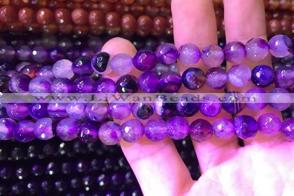 CAA3338 15 inches 8mm faceted round agate beads wholesale