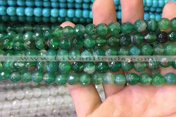 CAA3341 15 inches 8mm faceted round agate beads wholesale