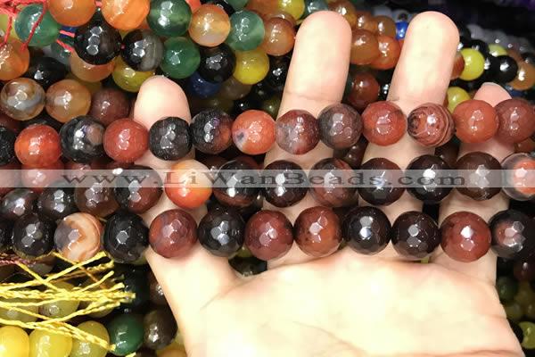 CAA3410 15 inches 12mm faceted round agate beads wholesale