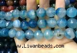 CAA3434 15 inches 14mm faceted round agate beads wholesale