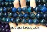 CAA3436 15 inches 14mm faceted round agate beads wholesale