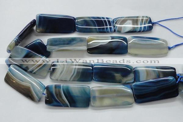 CAA344 15.5 inches 25*50mm rectangle blue line agate beads