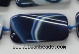 CAA345 15.5 inches 20*45mm twisted rectangle blue line agate beads