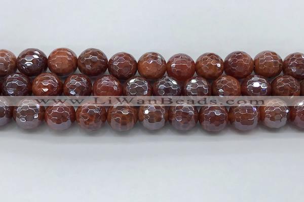 CAA3513 15.5 inches 14mm faceted round AB-color fire agate beads