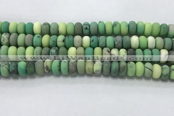 CAA3524 15.5 inches 6*10mm rondelle matte grass agate beads wholesale