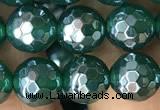 CAA3544 15.5 inches 8mm faceted round AB-color green agate beads