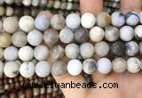 CAA3590 15.5 inches 12mm round matte ocean fossil agate beads