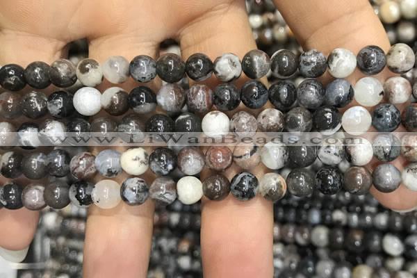 CAA3591 15.5 inches 4mm round black zebra agate beads wholesale