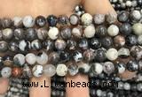 CAA3593 15.5 inches 8mm round black zebra agate beads wholesale