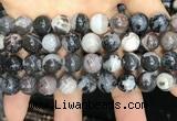 CAA3595 15.5 inches 12mm round black zebra agate beads wholesale