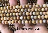 CAA3602 15.5 inches 6mm round yellow crazy lace agate beads