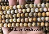 CAA3603 15.5 inches 8mm round yellow crazy lace agate beads