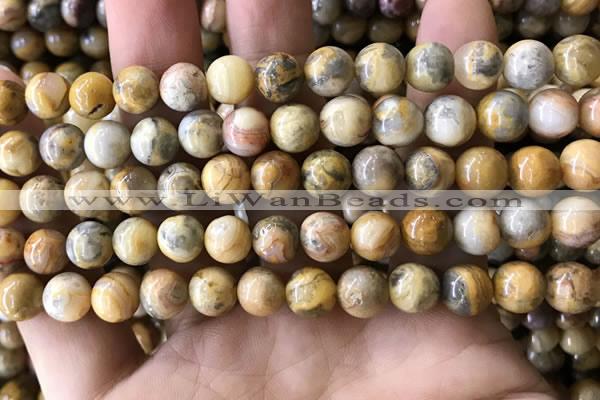 CAA3603 15.5 inches 8mm round yellow crazy lace agate beads