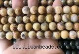 CAA3604 15.5 inches 10mm round yellow crazy lace agate beads