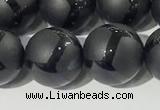 CAA3657 15.5 inches 10mm round matte & carved black agate beads