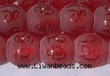 CAA3687 15.5 inches 8mm round matte & carved red agate beads