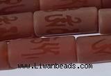 CAA3698 15.5 inches 8*19mm tube matte & carved red agate beads