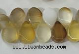 CAA3751 Top drilled 5*8mm flat teardrop line agate beads