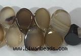 CAA3753 Top drilled 5*8mm flat teardrop line agate beads