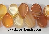 CAA3757 Top drilled 5*8mm flat teardrop line agate beads