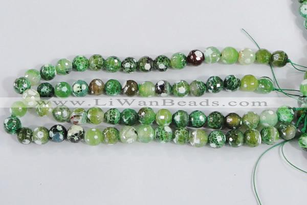 CAA377 15.5 inches 12mm faceted round fire crackle agate beads