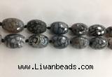 CAA3799 15*25mm - 18*28mm faceted rice dragon veins agate beads