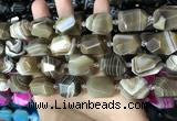 CAA3823 13*17mm - 18*22mm faceted nuggets line agate beads